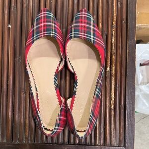Isaac Mizrahi New York Red Plaid Flats